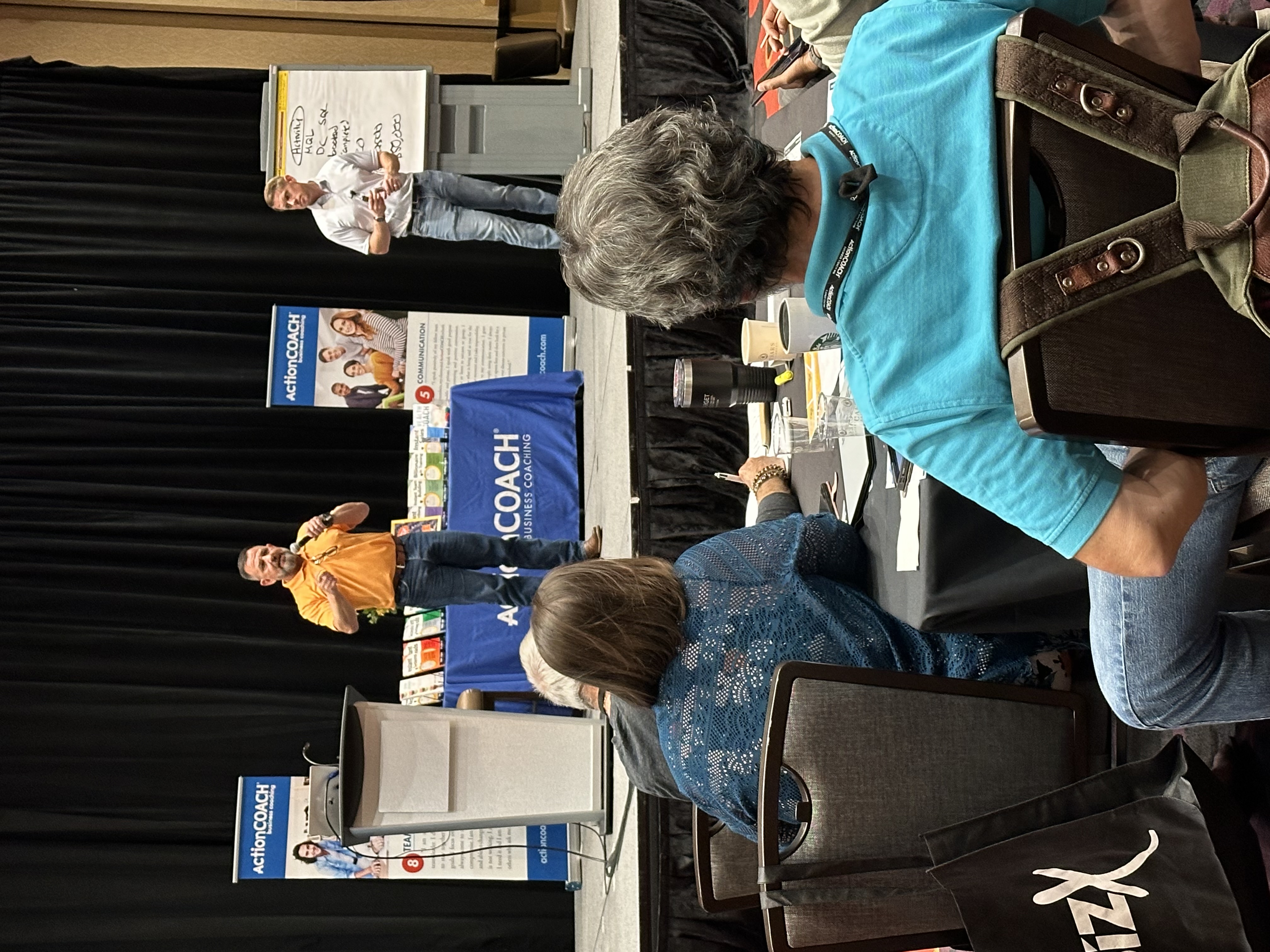 Andy and Tanner O'Brien on stage
